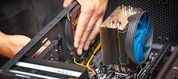 Man working on a desktop